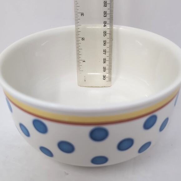 VTG Villeroy & Boch Twist Anna 2 Round Vegetable Bowls White Blue Polka Dots - Picture 14 of 14
